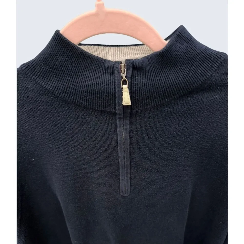 Peter Millar Navy 1/4 Zip Pullover Sweater Men's Medium MS14S12 Cotton Cashmere